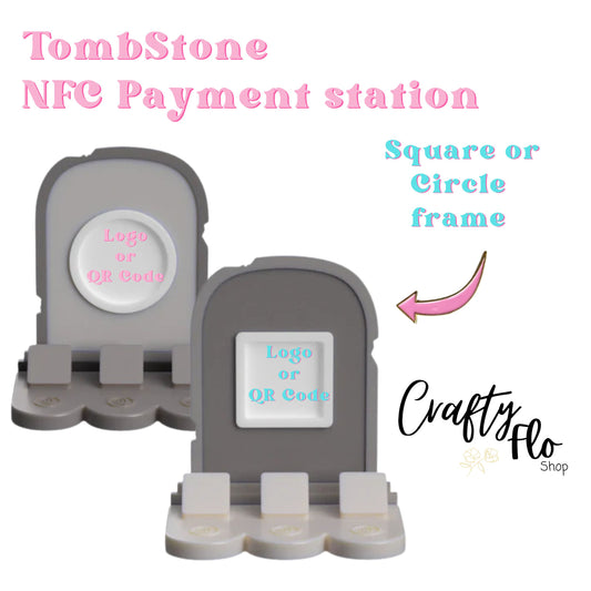 Tombstone NFC Smart Tap Payment Station – Tap to Pay Sign | Contactless Checkout Display | Smart Tap | NFC | Custom QR Code Stand