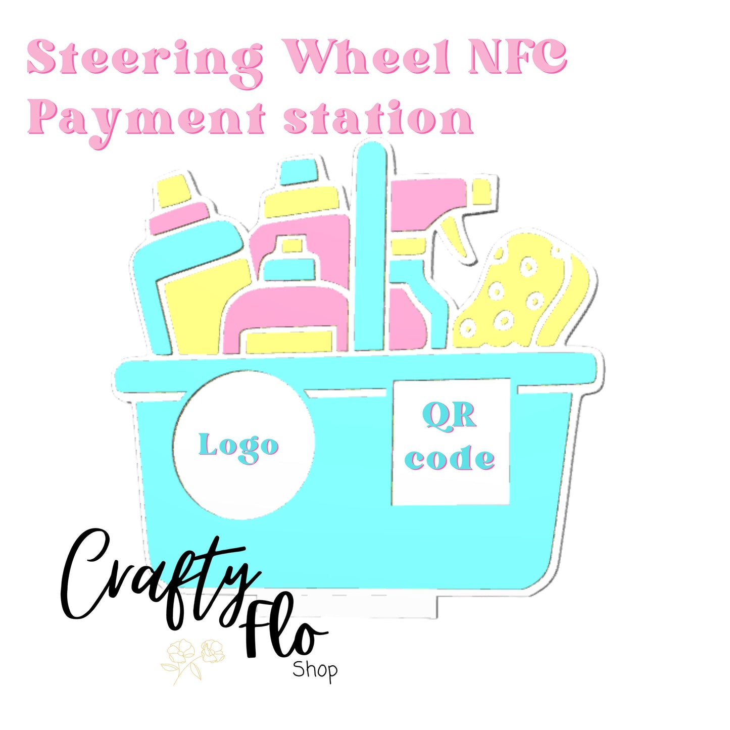 Cleaning NFC Smart Tap Payment Station – Tap to Pay Sign | Contactless Checkout Display | Smart Tap | NFC | Custom QR Code Stand
