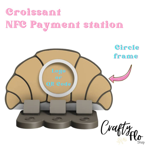 Croissant NFC Smart Tap Payment Station – Tap to Pay Sign | Contactless Checkout Display | Smart Tap | NFC | Custom QR Code Stand