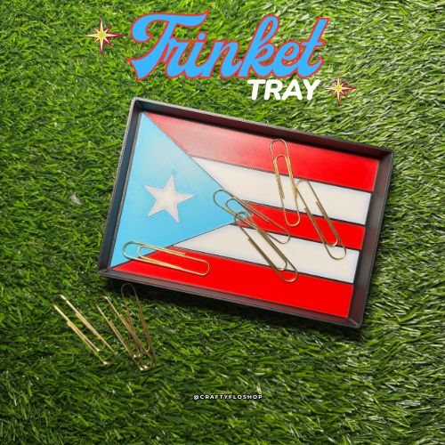 Puerto Rico Flag inspired 3D Printed Trinket Tray | Trinket Dish| Jewelry & Desk Catchall Dish
