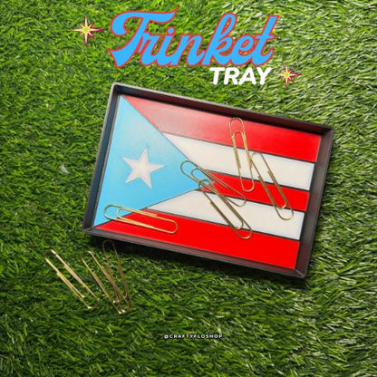 Puerto Rico Flag inspired 3D Printed Trinket Tray | Trinket Dish| Jewelry & Desk Catchall Dish