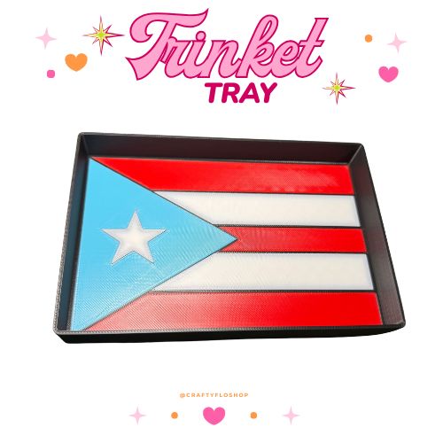 Puerto Rico Flag inspired 3D Printed Trinket Tray | Trinket Dish| Jewelry & Desk Catchall Dish