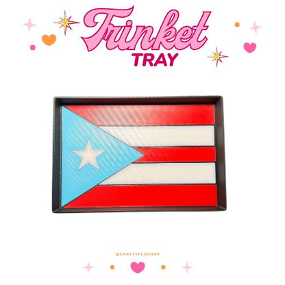 Puerto Rico Flag inspired 3D Printed Trinket Tray | Trinket Dish| Jewelry & Desk Catchall Dish