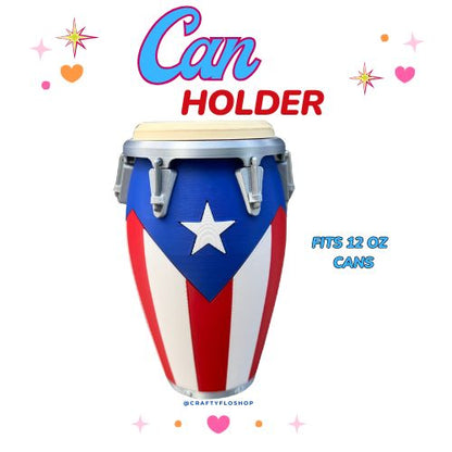 Conga de Puerto Rico inspired 12oz Can Holder – 3D Printed – PR Tumbler Style Can Holder Energy drink Holder