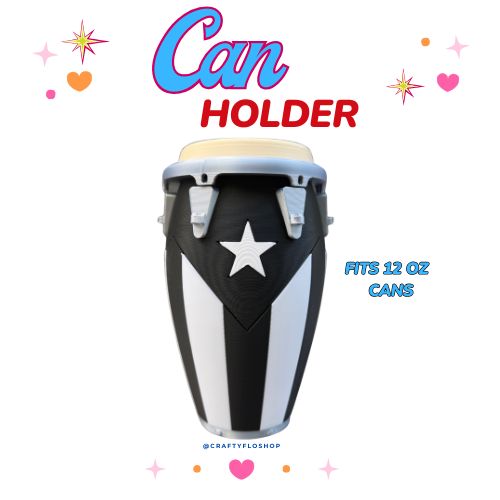 Conga de Puerto Rico inspired 12oz Can Holder – 3D Printed – PR Tumbler Style Can Holder Energy drink Holder