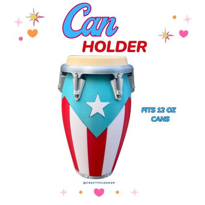 Conga de Puerto Rico inspired 12oz Can Holder – 3D Printed – PR Tumbler Style Can Holder Energy drink Holder