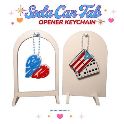 Puerto Rican Inspired Soda can keychain, easy can tab opener, save your nails, keychains, arthritis friendly, cute can tab opener