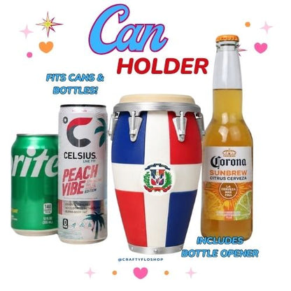 Conga Dominicana inspired 12oz Can Holder – 3D Printed – PR Tumbler Style Can Holder Energy drink Holder