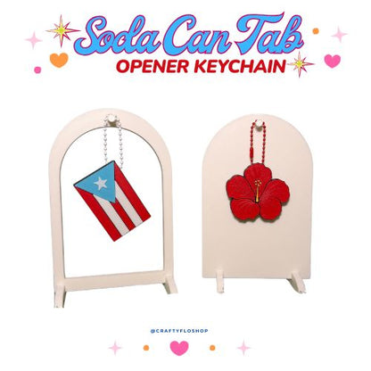 Puerto Rican Inspired Soda can keychain, easy can tab opener, save your nails, keychains, arthritis friendly, cute can tab opener