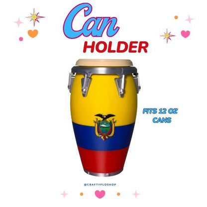Ecuador Flag Conga inspired 12oz Can Holder – 3D Printed – Caribbean Tumbler Style Can Holder Energy drink Holder