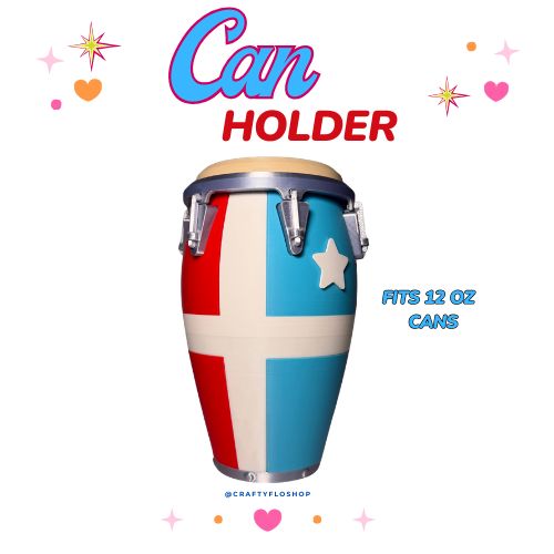 Grito De Lares PR first Flag Conga inspired 12oz Can Holder – 3D Printed – Caribbean Tumbler Style Can Holder Energy drink Holder