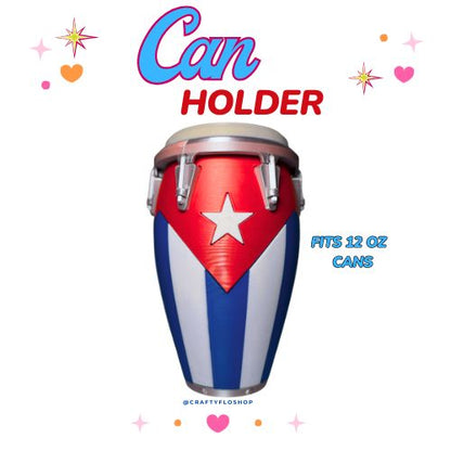 Conga Cubana inspired 12oz Can Holder – 3D Printed – Caribbean Tumbler Style Can Holder Energy drink Holder