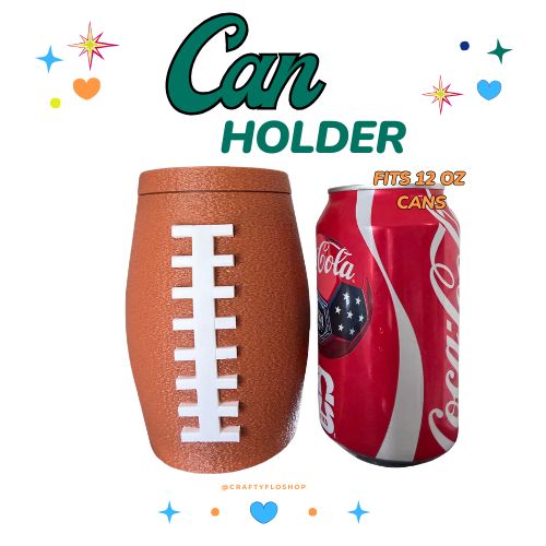 Football inspired 12oz Can Holder – 3D Printed –  Tumbler Style Can Holder Energy drink Holder