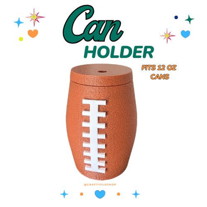 Football inspired 12oz Can Holder – 3D Printed –  Tumbler Style Can Holder Energy drink Holder