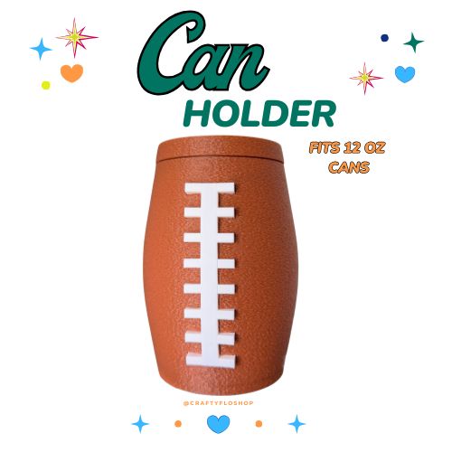 Football inspired 12oz Can Holder – 3D Printed –  Tumbler Style Can Holder Energy drink Holder