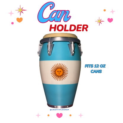 Argentina Flag Conga inspired 12oz Can Holder – 3D Printed – Caribbean Tumbler Style Can Holder Energy drink Holder