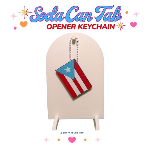 Puerto Rican Inspired Soda can keychain, easy can tab opener, save your nails, keychains, arthritis friendly, cute can tab opener