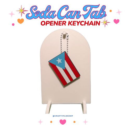 Puerto Rican Inspired Soda can keychain, easy can tab opener, save your nails, keychains, arthritis friendly, cute can tab opener
