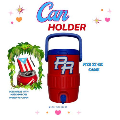Puerto Rico 12oz Can Holder with Handle – 3D Printed – PR Tumbler Style Can Holder Energy drink Holder