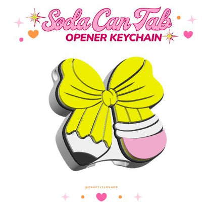 Teacher appreciation Pencil Bow can keychain, easy can tab opener, save your nails, keychains, arthritis friendly, cute can tab opener
