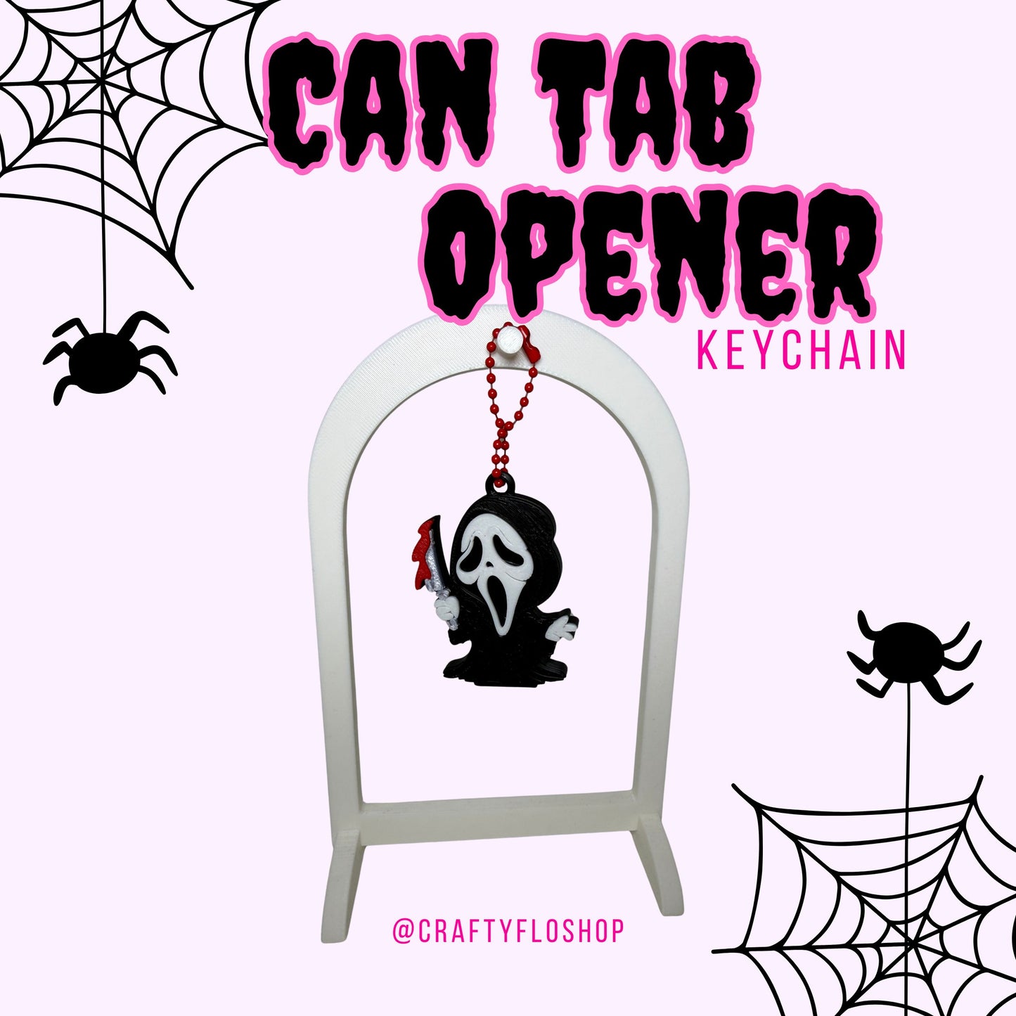 Ghost Slasher Inspired Soda can keychain, easy can tab opener, save your nails, keychains, arthritis friendly, cute can tab opener