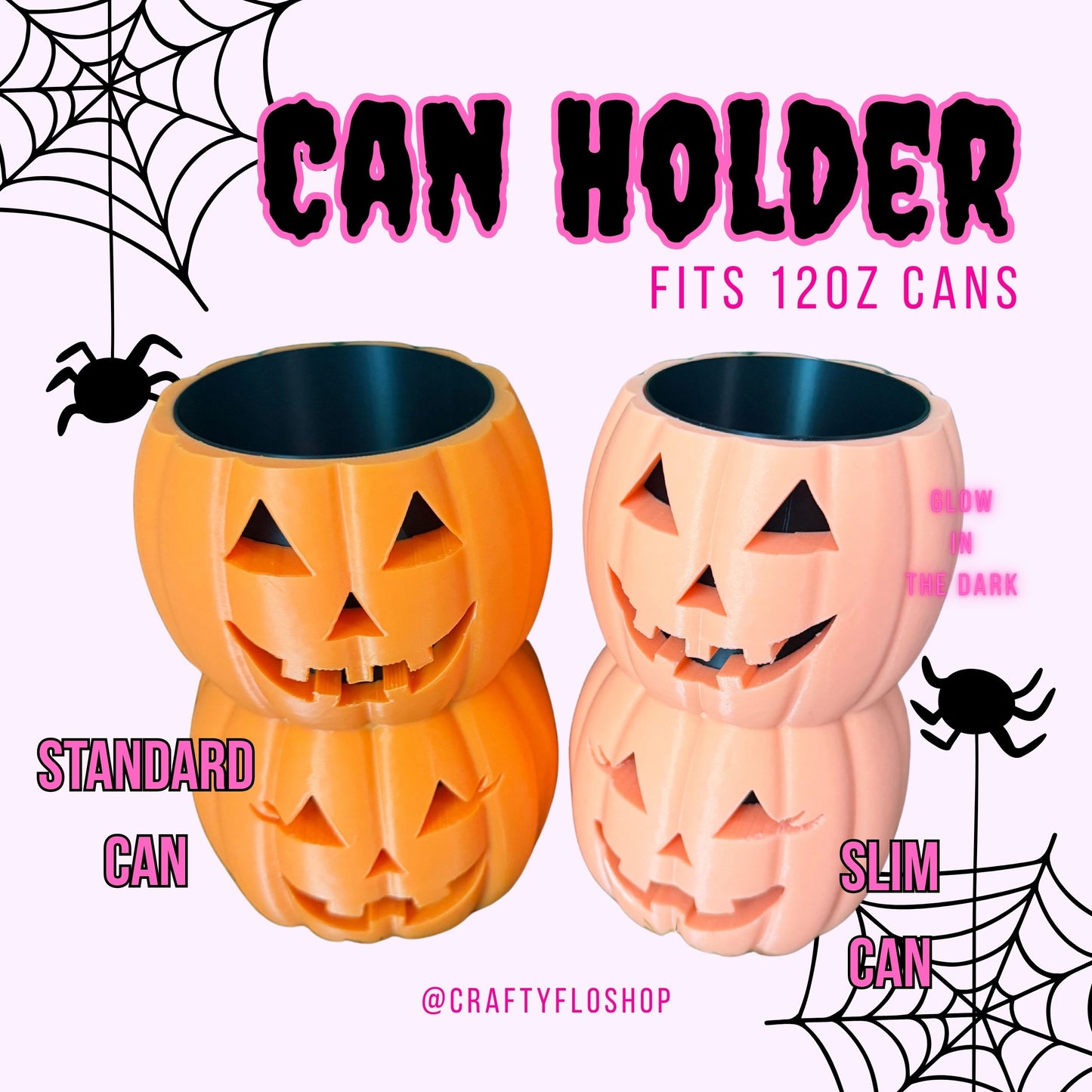 Jackolantern Pumpkin inspired 12oz Can Holder – 3D Printed – Spooky Season Can Holder Energy drink Holder