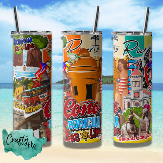 Puerto Rico Coño Boricua| skinny 20 oz stainless steel tumbler with straw