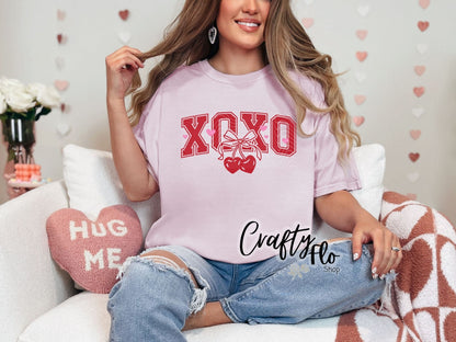 XO's cherry Graphic Sweatshirt or Tshirt- apparel | Unisex Fabric, Comfortable Fit, Valentines - Pullover