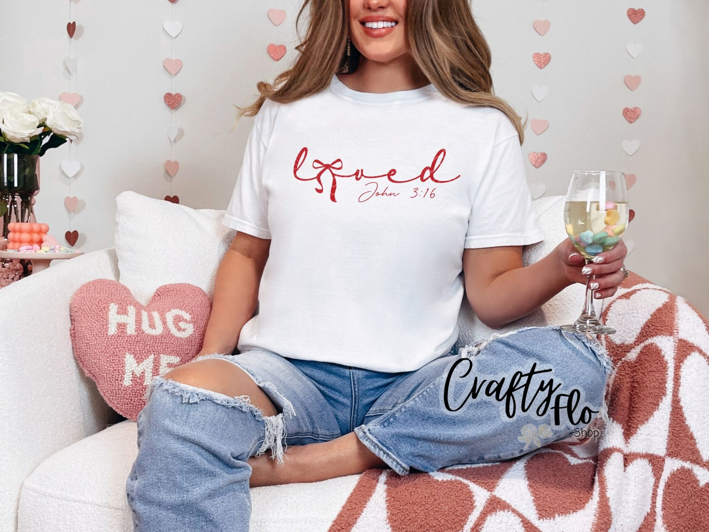 Loved Graphic Sweatshirt or Tshirt- apparel | Unisex Fabric, Comfortable Fit, Valentines - Pullover