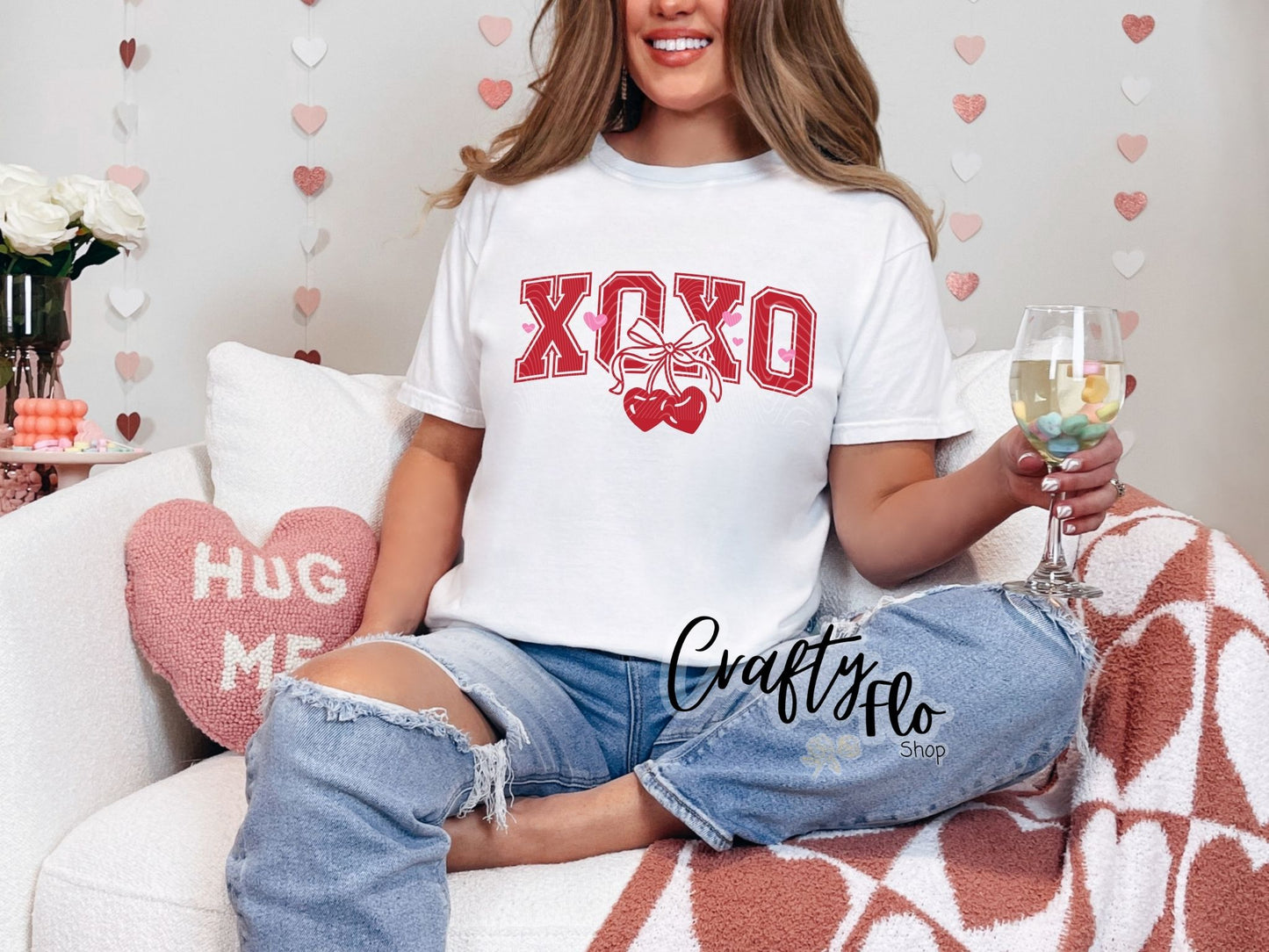 XO's cherry Graphic Sweatshirt or Tshirt- apparel | Unisex Fabric, Comfortable Fit, Valentines - Pullover
