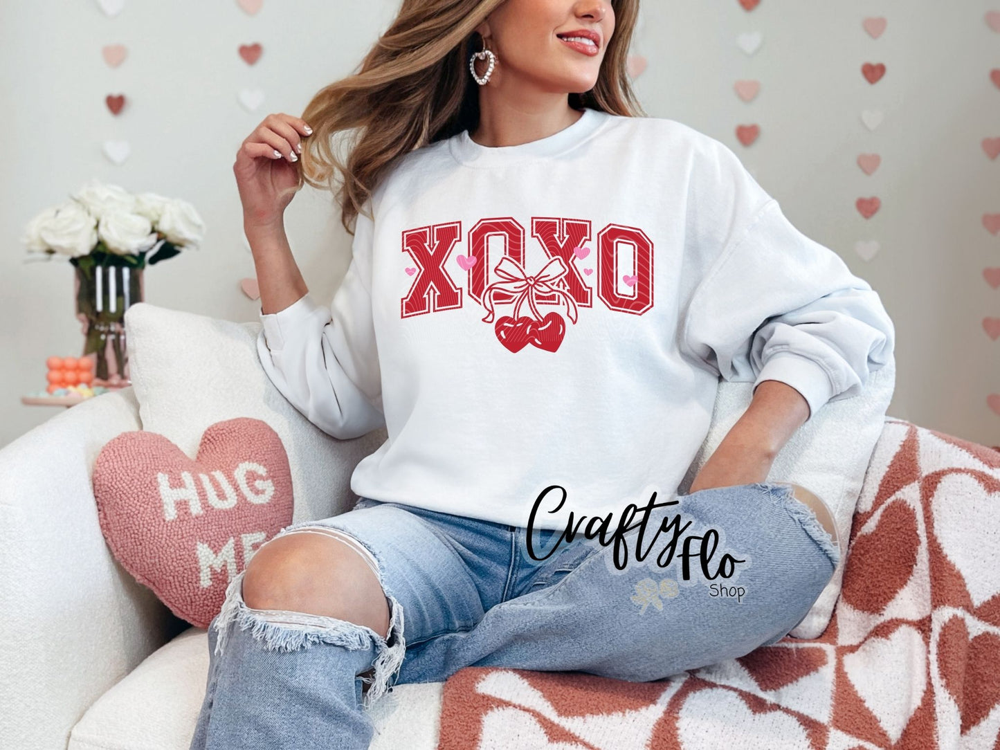 XO's cherry Graphic Sweatshirt or Tshirt- apparel | Unisex Fabric, Comfortable Fit, Valentines - Pullover