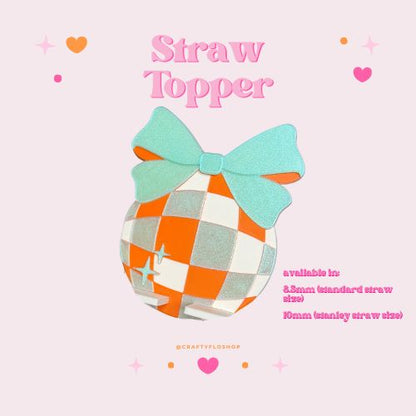 Cute Disco Ball with Bow inspired 3D Printed Straw Toppers Drinkware Accessories Customized Stylish