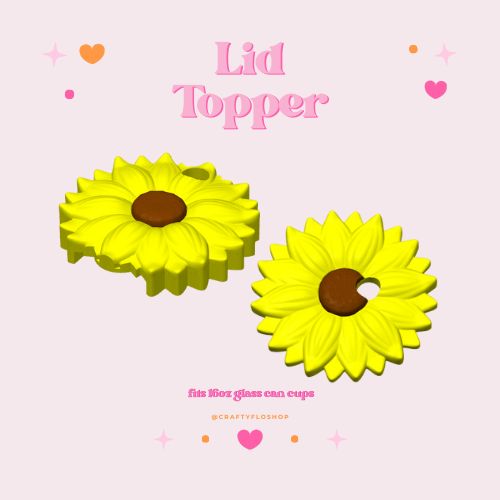 3d printed Sunflower tumbler topper for 30oz or 40oz Stanley Cup