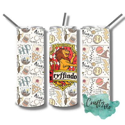 Legacy Wizarding School of Magic Houses 20oz stainless steel tumbler with straw| Ravenclaw, Slytherin, Gryffindor, Hufflepuff