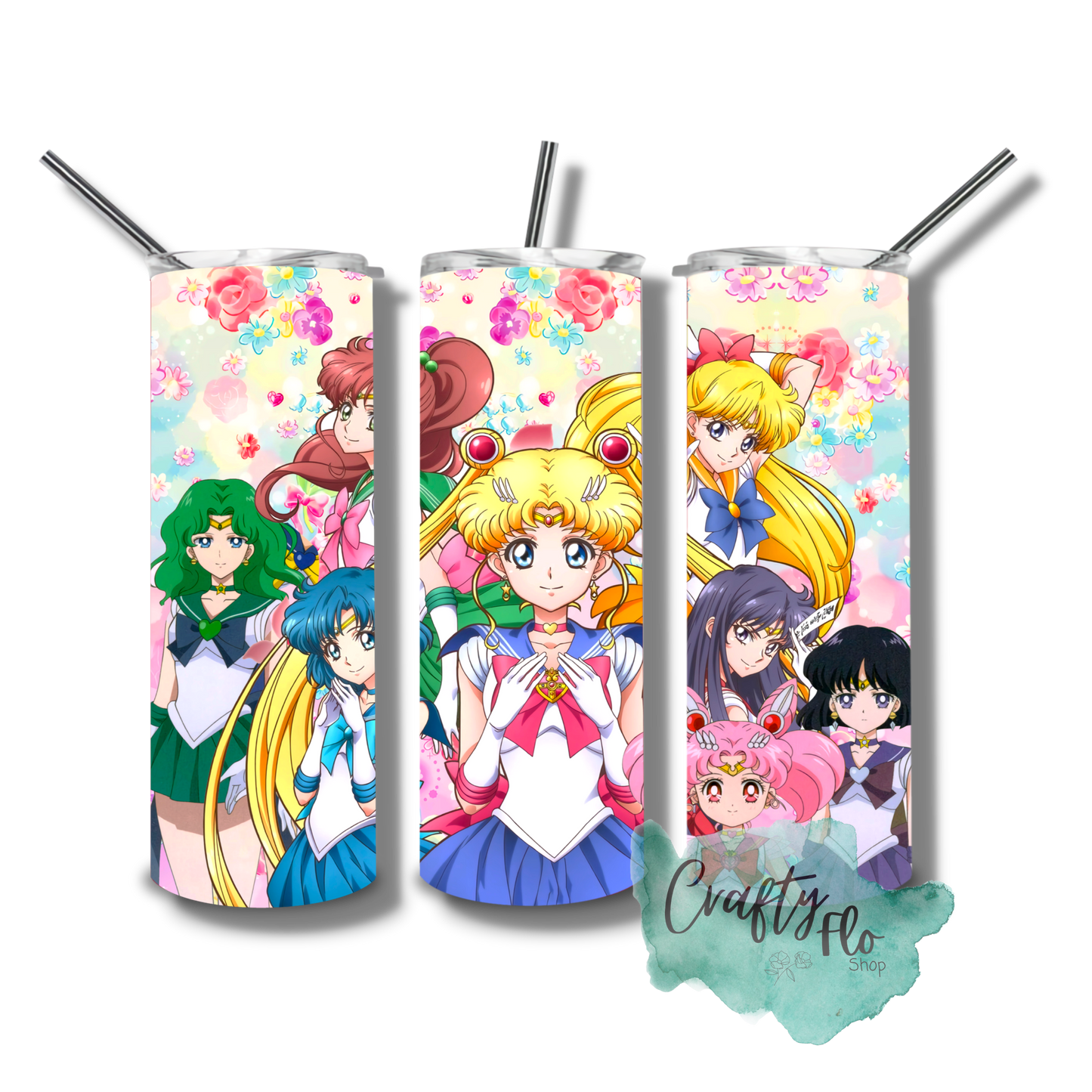 Anime girls inspired anime cherry blossoms 20oz stainless steel tumbler with straw