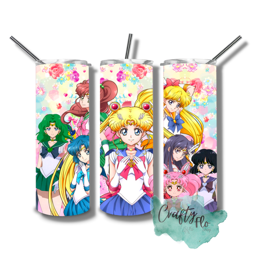 Anime girls inspired anime cherry blossoms 20oz stainless steel tumbler with straw