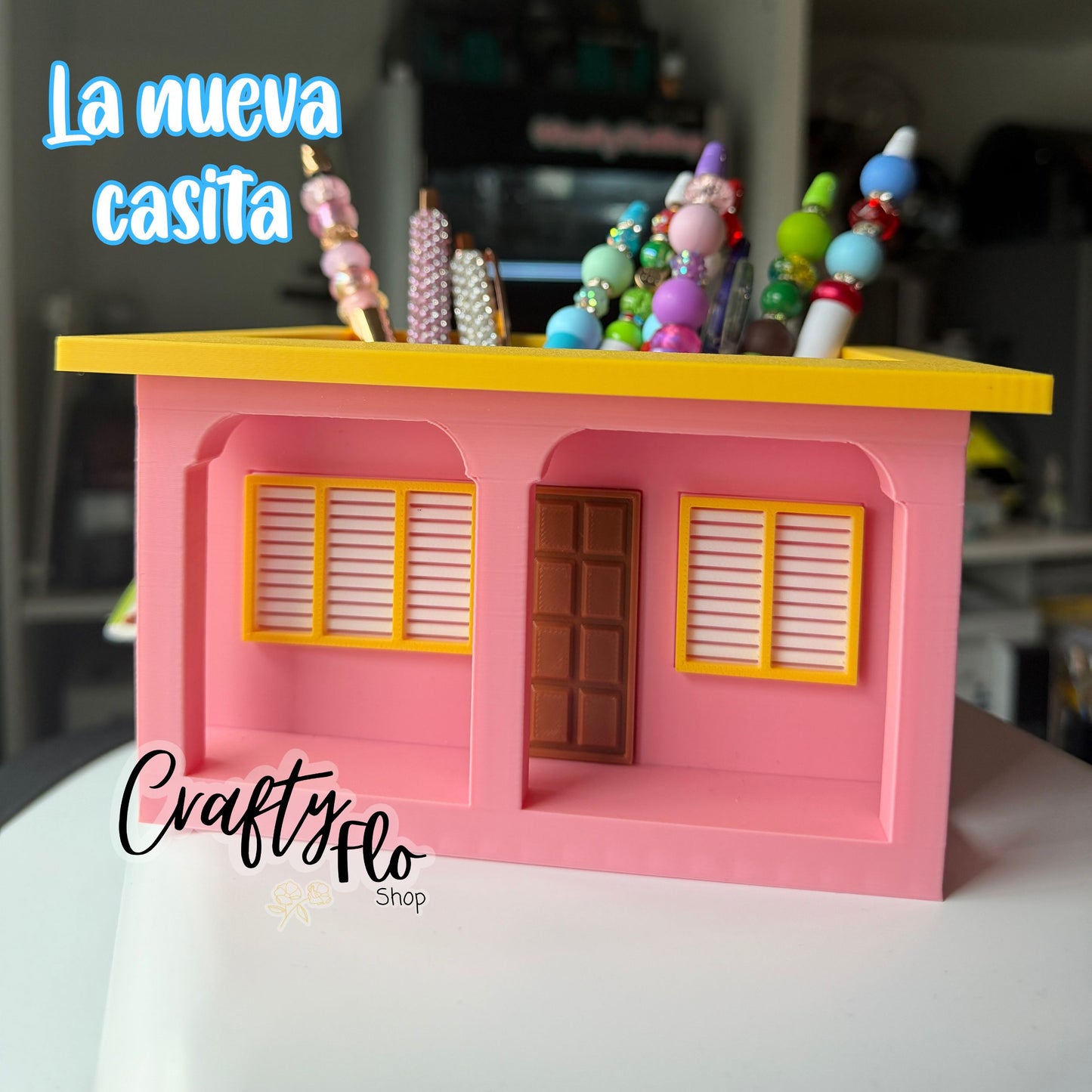 La nueva Casita 2.0 Inspired Desk Organizer| Pen and Pencil Holder Custom 3D Printed Brush Holder Office Study Stationery Desktop Storage Marker Organizer