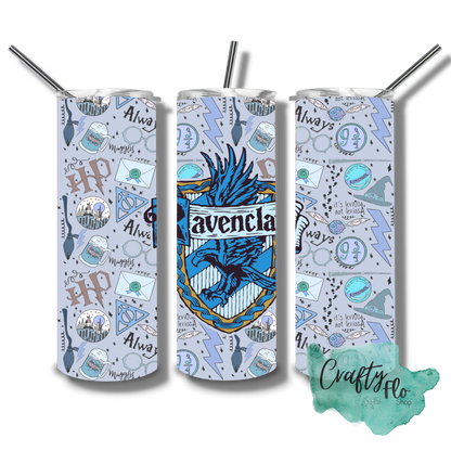 Legacy Wizarding School of Magic Houses 20oz stainless steel tumbler with straw| Ravenclaw, Slytherin, Gryffindor, Hufflepuff